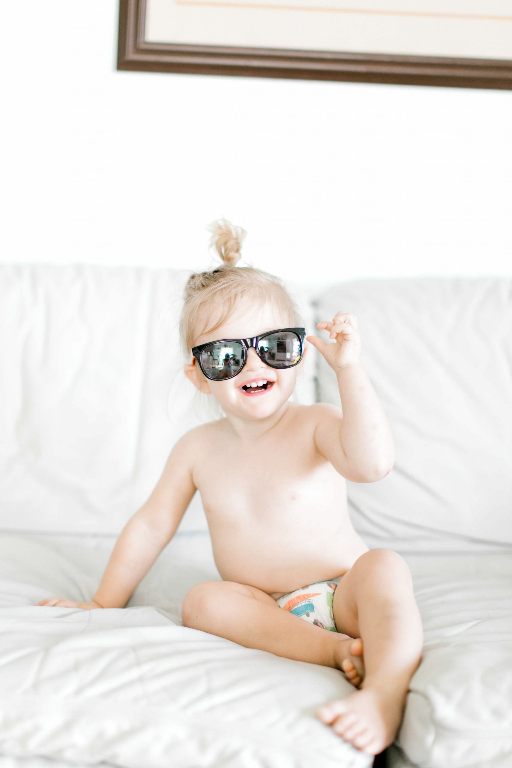 toddler in sunglasses on easter