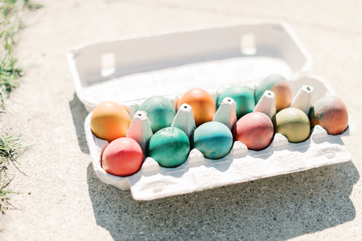 easter eggs dyed bright colors
